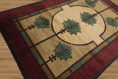 6x9 William Morris Beige Hand Knotted Arts & Crafts/Mission Wool Oriental Area Rug