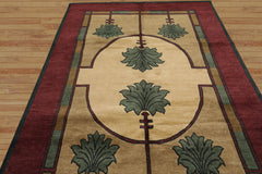 6x9 William Morris Beige Hand Knotted Arts & Crafts/Mission Wool Oriental Area Rug