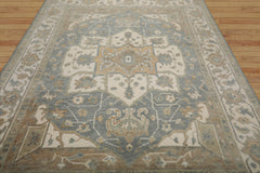8x10 Cream, Celadon, Moss Color Hand Knotted All-Over 100% Wool Traditional Oriental Rug