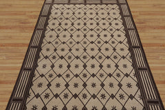 5x8 Beige Hand Knotted Tibetan Art Deco Trellis Wool Oriental Area Rug