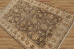 4x6 Moss Hand Knotted Agra Traditional Floral Wool Oriental Area Rug