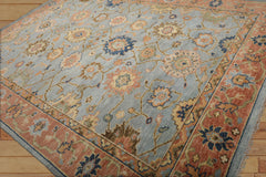 12 x 15  Blue Peach Light Gold Color Hand Knotted All-Over 100% Wool Traditional Oriental Rug