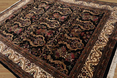 8x10 Black Hand Knotted Traditional 150 KPSI All-Over Wool Oriental Area Rug