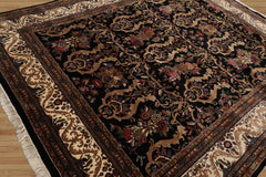 8x10 Black Hand Knotted Traditional 150 KPSI All-Over Wool Oriental Area Rug