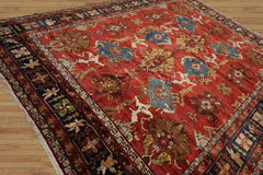 9x12 Burnt Orange Hand Knotted Traditional All-Over Wool Oriental Area Rug