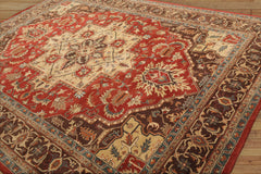 Zaeden 9x12 Hand Tufted Hand Made 100% Wool Heriz Traditional Oriental Area Rug Burnt Orange, Tan Color