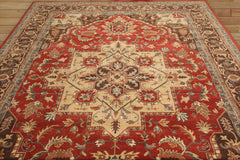 Zaeden 9x12 Hand Tufted Hand Made 100% Wool Heriz Traditional Oriental Area Rug Burnt Orange, Tan Color