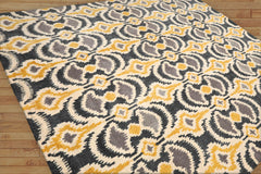 Tehani 8x10 Hand Tufted Hand Made 100% Wool Ikat Modern & Contemporary Oriental Area Rug Beige,Gray Color