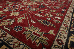 9x12 Red, Navy, Sage Color Hand Knotted All-Over 100% Wool Arts & Crafts Oriental Rug