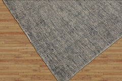 LoomBloom 5x8 Beige Wool Oriental Area Rug with Modern Ribbed Hand Knotted Design