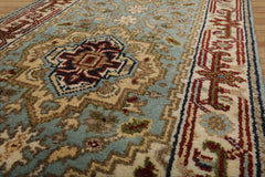 2x12 Runner Aqua Ivory Chocolate Color Hand Knotted All-Over 100% Wool Traditional Oriental Rug