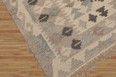 LoomBloom 5x8 Handcrafted Beige Oriental Kilim Wool Rug
