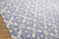 Suellen 10x14 Hand Tufted Hand Made Wool & Art Silk Botanical Transitional Oriental Area Rug Blue, Ivory Color