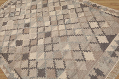 LoomBloom 5x8 Beige Handwoven Southwestern Wool Kilim