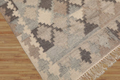 LoomBloom 5x8 Beige Handwoven Southwestern Wool Kilim