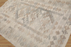 LoomBloom 5x8 Handcrafted Beige Oriental Kilim Wool Rug