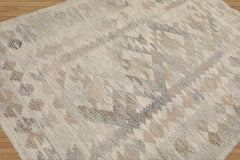 LoomBloom 5x8 Handcrafted Beige Oriental Kilim Wool Rug