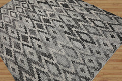 LoomBloom 5x8 Gray Wool Area Rug with Hand Woven Southwestern Design
