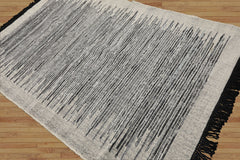 LoomBloom 5x8 Modern Ivory Hand Woven Kilim Wool Oriental Rug