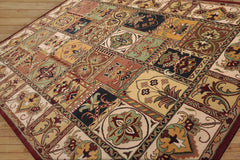 Smithland 8x10 Hand Tufted Hand Made 100% Wool Multi Panel Traditional Oriental Area Rug Burgundy, Beige Color