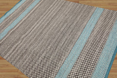 LoomBloom 5x8 Black, Blue Modern Kilim Hand Woven Oriental Wool Area Rug