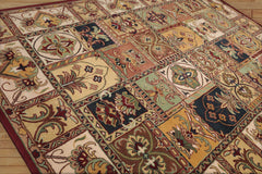 Smithland 8x10 Hand Tufted Hand Made 100% Wool Multi Panel Traditional Oriental Area Rug Burgundy, Beige Color