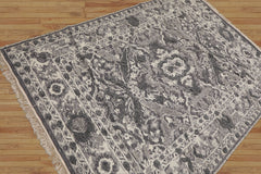 LoomBloom Hand Woven White Oriental Area Rug 5x8 in Traditional Kilim Wool