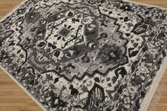 LoomBloom Hand Woven White Oriental Area Rug 5x8 in Traditional Kilim Wool