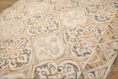 Pekalongan 8x10 Hand Tufted Hand Made 100% Wool Hip Designer Transitional Oriental Area Rug Beige, Brown Color