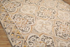 Pekalongan 8x10 Hand Tufted Hand Made 100% Wool Hip Designer Transitional Oriental Area Rug Beige, Brown Color