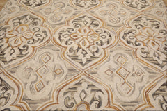 Pekalongan 8x10 Hand Tufted Hand Made 100% Wool Hip Designer Transitional Oriental Area Rug Beige, Brown Color