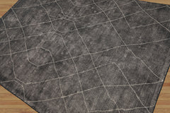LoomBloom 5x8 Charcoal Contemporary Moroccan Wool Rug, Handcrafted