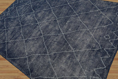 LoomBloom 5x8 Navy Hand Woven Moroccan Wool Oriental Area Rug with Contemporary Style