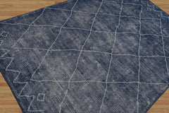 LoomBloom 5x8 Navy Hand Woven Moroccan Wool Oriental Area Rug with Contemporary Style