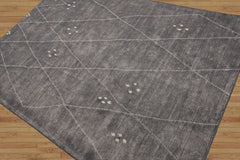 LoomBloom 5x8 Contemporary Gray Hand Woven Moroccan Wool Oriental Area Rug