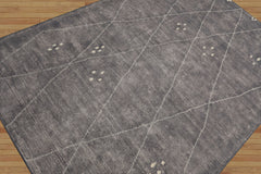 LoomBloom 5x8 Contemporary Gray Hand Woven Moroccan Wool Oriental Area Rug