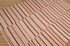 LoomBloom 5x8 Contemporary Stripes Beige Hand Woven Oriental Wool Area Rug