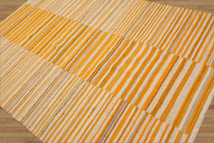 LoomBloom 5x8 Beige Contemporary Striped Hand Woven Wool Oriental Area Rug