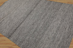LoomBloom Hand Woven Modern Ribbed Wool Oriental Area Rug in 5x8 Tone On Tone Gray