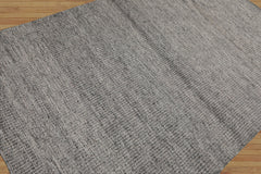 LoomBloom Hand Woven Modern Ribbed Wool Oriental Area Rug in 5x8 Tone On Tone Gray