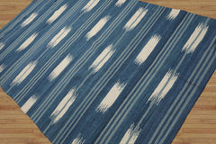 LoomBloom Contemporary Ikat Wool Blue Hand Woven Oriental Rug 5x8