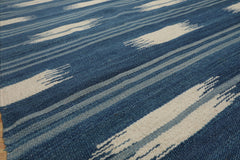 LoomBloom Contemporary Ikat Wool Blue Hand Woven Oriental Rug 5x8