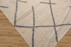 LoomBloom Multi Size Oatmeal Wool Flatweave with Geometric Pattern Oriental Rug
