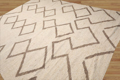 LoomBloom Beige Hand Woven 9x12 Contemporary Geometric Flatweave Wool Oriental Area Rug