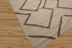LoomBloom Beige Hand Woven 9x12 Contemporary Geometric Flatweave Wool Oriental Area Rug