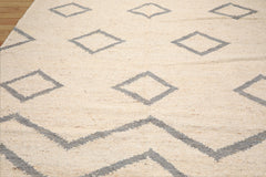 LoomBloom 9x12 Hand Woven Beige Wool Oriental Area Rug with Contemporary Geometric Design