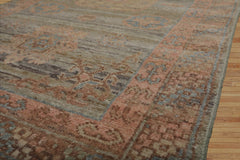 3x5 Sea Foam, Blush, Blue Color Hand Knotted All-Over 100% Wool Traditional Oriental Rug