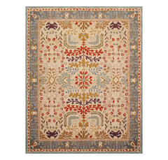 Runner Beige Blue Brown Color Hand Tufted All-Over 100% Wool Arts & Crafts/Mission Oriental Rug