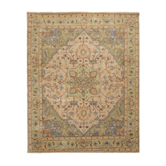 5 x 8 Beige Tan Mint Color Hand Tufted All-Over 100% Wool Traditional Oriental Rug