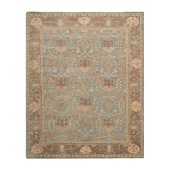 9 x 12  Aqua Taupe Beige Color Hand Tufted William Morris 100% Wool Transitional Oriental Rug